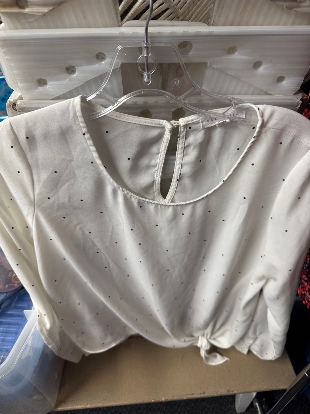 Socialite polka dot top xs // 081216